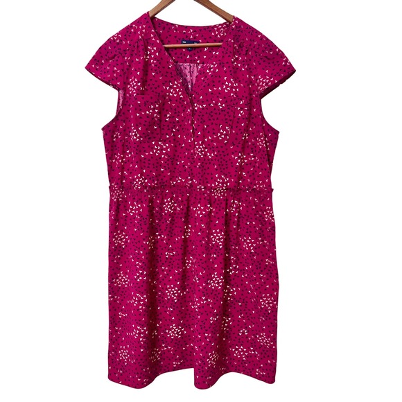 GAP Dresses & Skirts - Gap Magenta Pink Heart‎ Print Short Sleeve Elastic Waist Dress XL